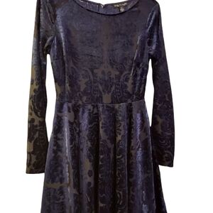 City triangles size 3 velvet navy dress back zipper rn 75010 lined